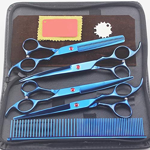 7.0 Inch Haarschere Set, Profi Haarschere Friseurschere Extra Scharf Haarschneider Für Perfekten Haarschnitt Haarschere Kinder,Blau,7inchset