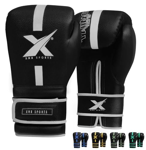 Xn8 Boxhandschuhe für Sparring Training MMA Kampf Schlagtasche Muay Thai Handschuhe Lamina Hide Leder Kickboxhandschuhe für Männer Frauen Kampfsporttraining 10oz 12oz 14oz 16oz