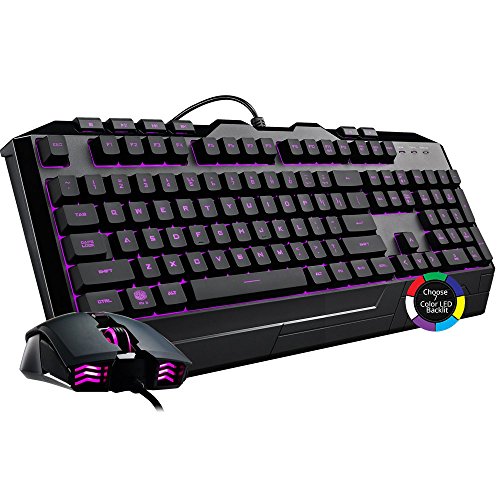Cooler Master Devastator 3 Combo Tastatur & Gaming Maus - Membran-Tastatur mit 7 Farben LED-Beleuchtung, Dedizierte Multimedia-Tasten und Handgelenkauflage, Gaming M110 Maus - AZERTY
