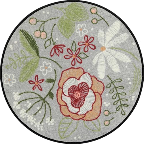 Salonloewe Fußmatte R85 cm Stitch Flowers Fußabtreter, innen, außen, Schmutzfangmatte, Sauberlauf-Teppich