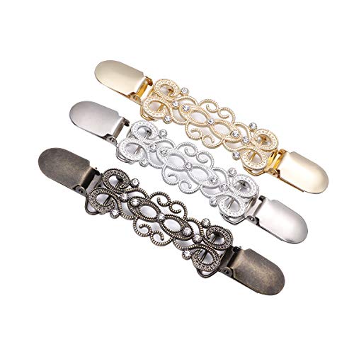 SOIMISS 3 Stück Clip-Pullover aus Diamant-Legierung Kreative Cardigan Verbindung Schnallen Clip Halsband (Gold, Antik Silber und Bronze)