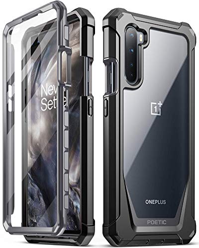 Poetic Guardian Serie Hülle für OnePlus Nord 5G (Nicht für N10 5G & N100 Version), Ganzkörper-Hybrid-Schutzhülle, stoßfest, robust, transparent, mit integriertem Displayschutz, Schwarz/Transparent