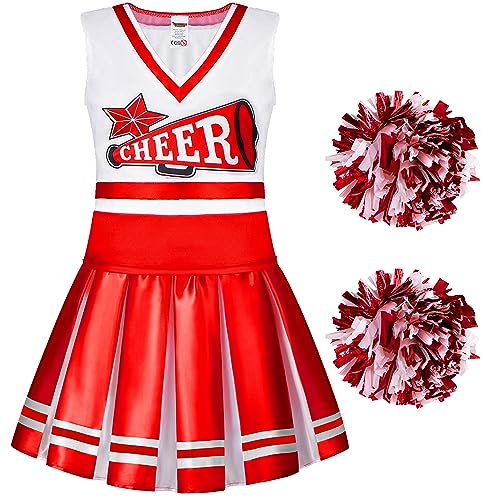Spooktacular Creations Cheerleader Kostüm für Mädchen, Schulkind Cheer Kostüm Outfit, Halloween Kostüm, Karneval Kostüm, L (10-12 Jahre)