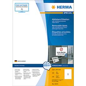 Herma ablösbare Etiketten Nr. 10315 auf DIN A4-Blättern, 100 Etiketten, 100 Bogen