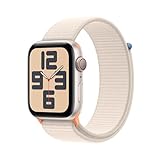 Apple Watch SE (2. Generation, 2023) (GPS + Cellular, 44 mm) Smartwatch mit Aluminiumgehäuse und Sport Loop Armband in Polarstern. Fitness- und Schlaftracker, Herzfrequenzmesser, CO₂ neutral