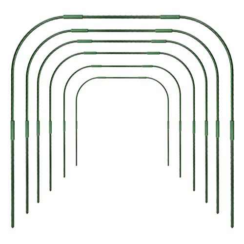 NZXVSE 6 x Gartenreifen für Reihenabdeckung, 86 x 91,4 cm, Gewächshaus-Rahmen, Tunnel-Reifen, rostfreier Stahl, mit kunststoffbeschichtetem Stützrahmen, Durchmesser 11 mm