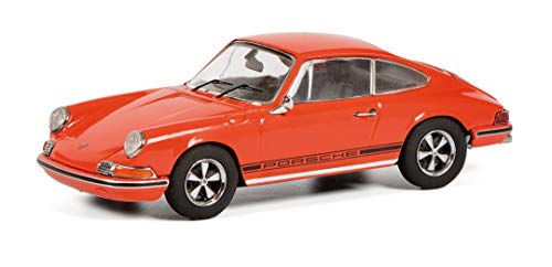 Schuco 450270700 911S, mit Porsche-Streifen, Modellauto, 1:43, blutorange, Limitierte Auflage