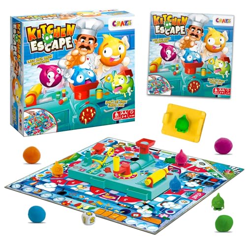 CRAZE Board Game Kitchen Escape – Zwiebel-Zerstörungsspiel mit Kinderknete für die ganze Familie, Brettspiel Kinder ab 8 Jahren
