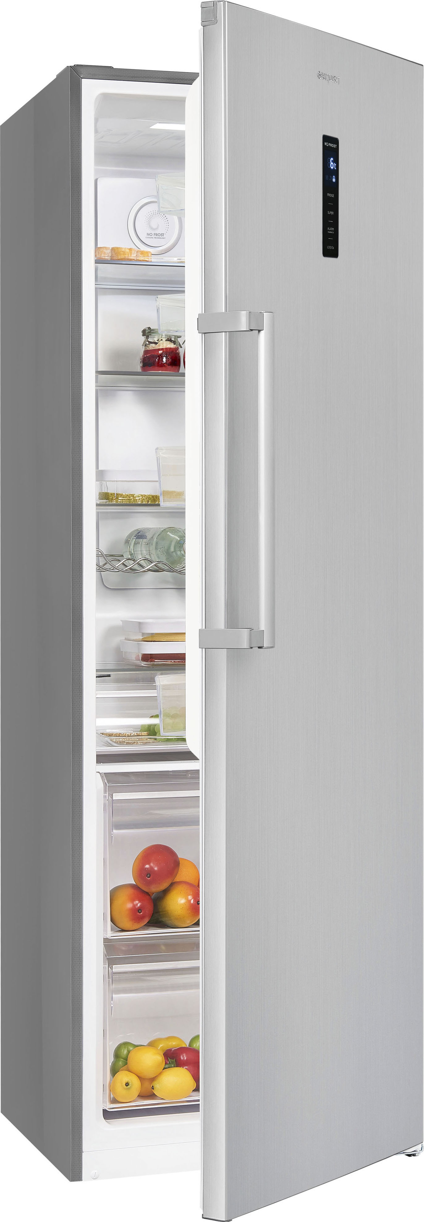 Exquisit Vollraumkühlschrank KS360-V-HE-040D inoxlook | Kühlschrank ohne Gefrierfach freistehend 126 L Volumen | NoFrost | Vollraumkühlschrank ohne Gefrierfach