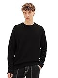 Tom Tailor Denim Herren Basic Strick-Pullover mit Struktur, 29999 - Black, XL