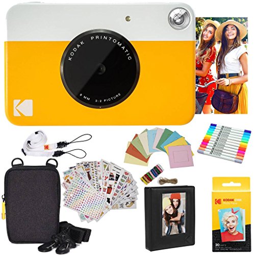 Kodak PRINTOMATIC Digitale Sofortbildkamera, Vollfarbdrucke auf ZINK 2x3-Fotopapier mit Sticky-Back-Funktion - Drucken Sie Memories sofort (Gelb)