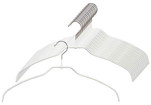 MAWA Kleiderbügel Light, 10 Stück, 50 % platzsparende und rutschfeste Hemdenbügel, Blusenbügel, 360° drehbar, hochwertige Antirutsch-Beschichtung, 42 cm, Weiß