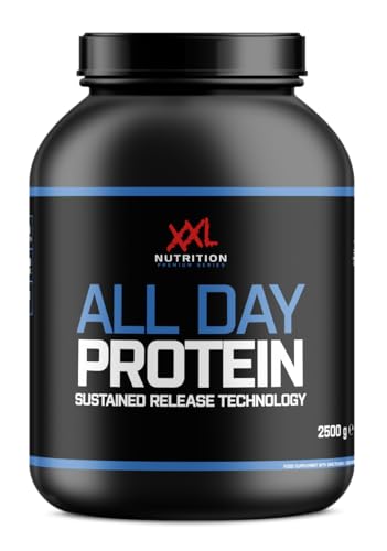 XXL Nutrition - All Day Protein - Eiweiss Protein Pulver - Allround-Eiweiß: Konzentrat, Casein, Isolat, Hydrolisat, Milcheiweiß - Vanille - 2500 Gramm