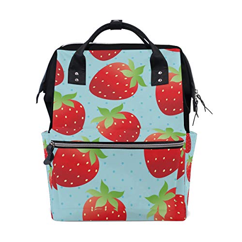 Wowprint Wickeltasche, süßes Erdbeer-Windeltasche, große Kapazität, Organizer, multifunktionaler Reise-Rucksack für Babypflege