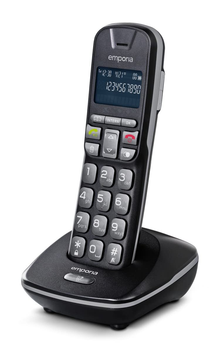 Emporia TH-21 DECT Schnurloses Telefon analog Freisprechen, für Hörgeräte kompatibel, mit Basis S