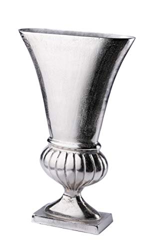 Vase Blumenvase Gefäß Pokalvase Dekovase Aluminium Silber, Deko Modern aus Metall, Wohnzimmer und Küche - 39 cm, 50 cm oder 58,5 cm (23,5x8x39 cm)