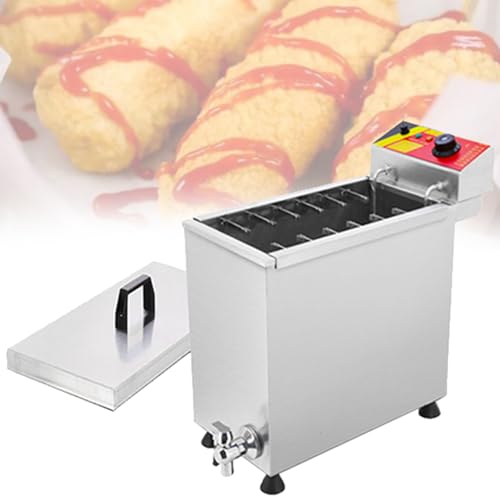 DOZPAL Käse-Hot-Dogs-Sticks-Bratmaschine, 25 l kommerzielle elektrische Fritteuse, 12 Wurst-Bratgeräte mit Einstellbarer Temperatur