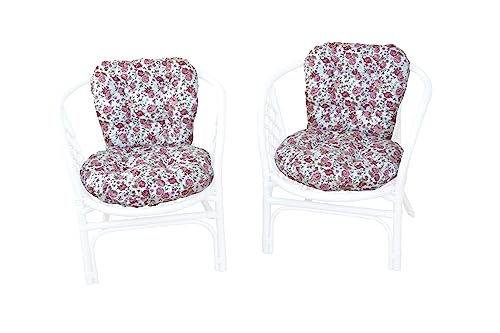 moebel direkt online Rattansessel inklusive Sitzkissenauflage 9091 Rosenmotiv Kissen für Zwei Sessel