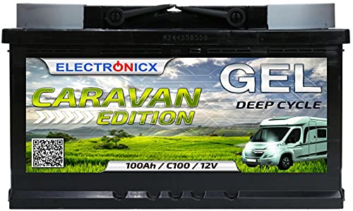 GEL Batterie 12v batterie 12v 100Ah Electronicx Caravan Edition Solarbatterie 12v Akku 12v Solar Batterien Versorgungsbatterie 12v gel Wohnwagen Batterie Wohnmobil Gelbatterie 12v 100ah Solar akku