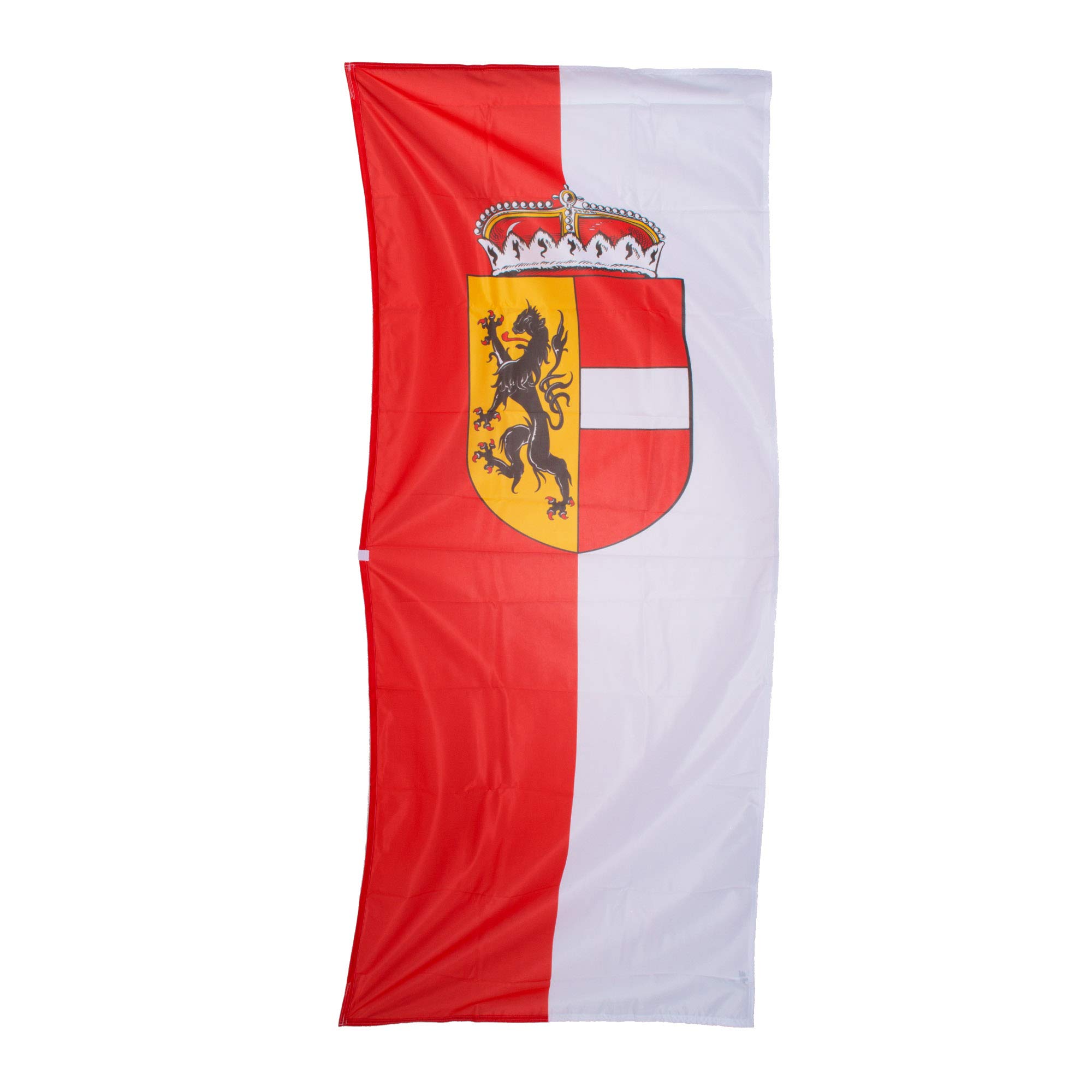 Fahnen Kössinger, Bannerfahne mit Hohlsaum, fertig montiert an Querstab, Fahne Bundesland Salzburg, Bannerfahne mit Wappen, hochwertiger Siebdruck, rot-weiß, 80 x 200 cm, 1,6 m² Fläche