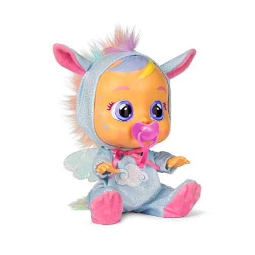 CRY BABIES Fantasy Jenna, der Pegasus | Interaktive Spiel- & Funktionspuppe mit Schnuller, die echte Tränen weint | Kinder ab 2 Jahren geeignet