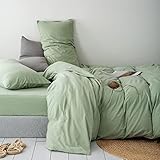 CoutureBridal Bettwäsche 155x220cm Grün Hellgrün Weich Bettwäsche Set aus 100% Gebürstet Microfaser,Einzelbett Deckenbezug Bettdeckenbezüge Bettbezug mit Reißverschluss und Kissenbezug 80x80cm