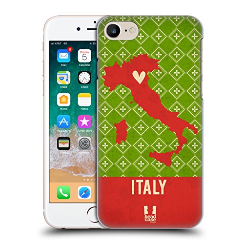 Head Case Designs Italien Länderkarten Harte Rueckseiten Handyhülle Hülle Huelle kompatibel mit Apple iPhone 7/8 / SE 2020 & 2022