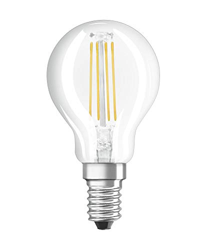OSRAM STAR+ Dimmbare Filament LED Lampe mit E14 Sockel, Warmweiss (2700K), 4W, 3-stufig dimmbar per Klick, Tropfenform, Ersatz für 40W-Glühbirne, klar, LED THREE STEP DIM CLASSIC P, 4er-Pack