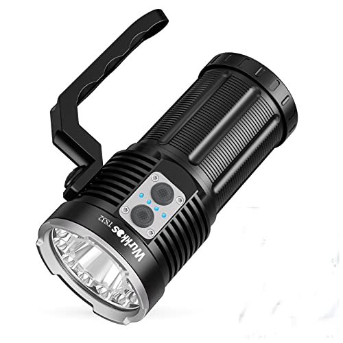 Wurkkos TS32 Taschenlampe USB C Wiederaufladbar, 15000 Lumen Taschenlampe mit leistungsstarken 12*Nicha 519A + 1* Luminus SFT40 LEDs mit 3 * 5000mAh Power, mit Dual-Schalter und Power-Anzeige
