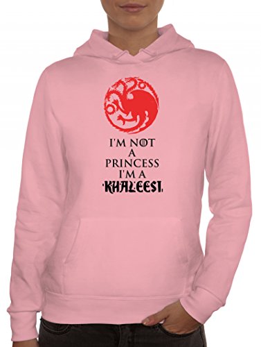 ShirtStreet Serien Damen Kapuzenpullover mit I'm Not A Princess I'm A Khaleesi Motiv, Größe: M,rosa