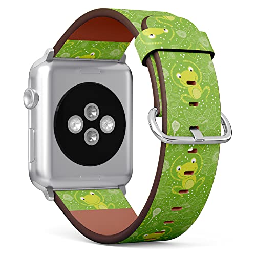 IKIKI-TECH Kompatibel mit Apple Watch-Armband, 38 mm, 40 mm, 41 mm (süßes Frosch-grünes Muster), Ersatzarmband aus veganem Leder für iWatch Series 8, 7, 6, 5, 4, 3, 2, 1 Ultra SE