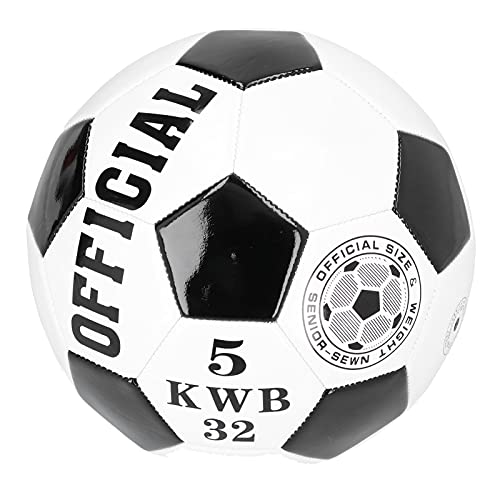 VGEBY Sportfußball, Maschinengenähter Fußball der Größe 5 mit Traditionellem Schwarz-Weiß-Muster für Alle Altersgruppen