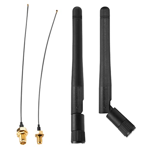 Akasa 2dBi Omni-Direktionale Tri-Band Wi-Fi Antenne + 15cm I-PEX MHF4L zu RP-SMA Female Pigtail Kabel, für Wireless Netzwerk Geräte, PC-Desktop, IP-Kamera, 2 Stück, A-ATBN-01