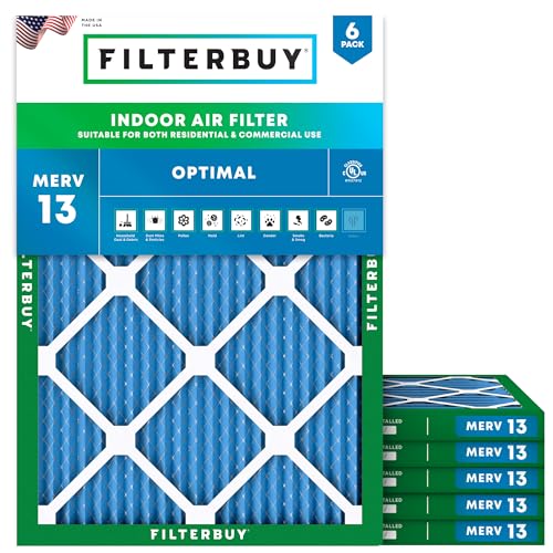 Filterbuy 17 x 22 x 1 Luftfilter MERV 13 Optimal Defense (6er-Pack), plissierter HVAC AC Ofenluftfilter Ersatz (tatsächliche Größe: 41,5 x 54,5 x 1,9 cm)