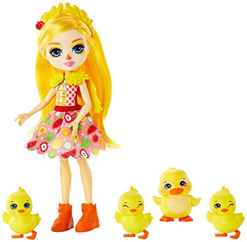Enchantimals GJX45 - Familien Spielset, Dinah Duck Puppe mit Slosh und 4 kleinen Entchen, Spielzeug ab 4 Jahren