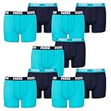 PUMA 10 er Pack Boxer Boxershorts Jungen Kinder Unterhose Unterwäsche, Farbe:789 - Bright Blue, Bekleidung:176