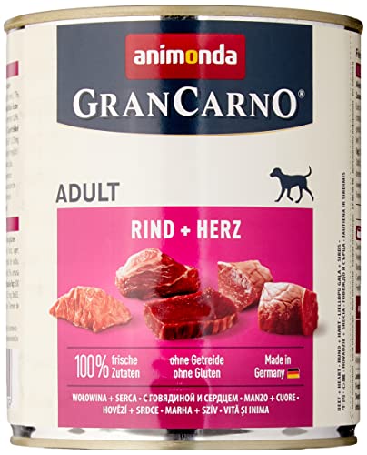 animonda Gran Carno adult Hundefutter, Nassfutter für erwachsene Hunde, Rind + Herz, 6 x 800 g