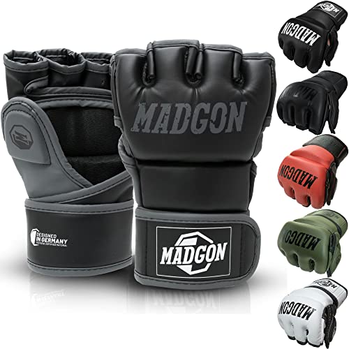MADGON MMA Handschuhe mit hochwertiger Polsterung! Boxhandschuhe für hohe Stabilität im Handgelenk. Freefight Gloves mit Langer Haltbarkeit für Kampfsport, Boxen, Kickboxen, Sparring inkl Beutel!
