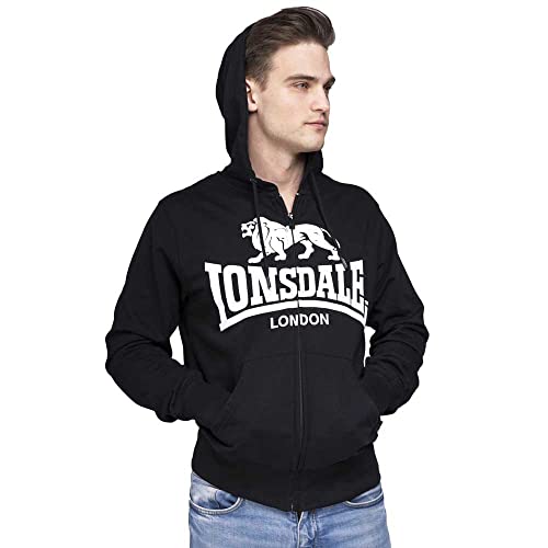 Lonsdale Herren Sweatshirt Sweatshirt Slim Fit Hooded Zip Krafty schwarz (schwarz) Medium