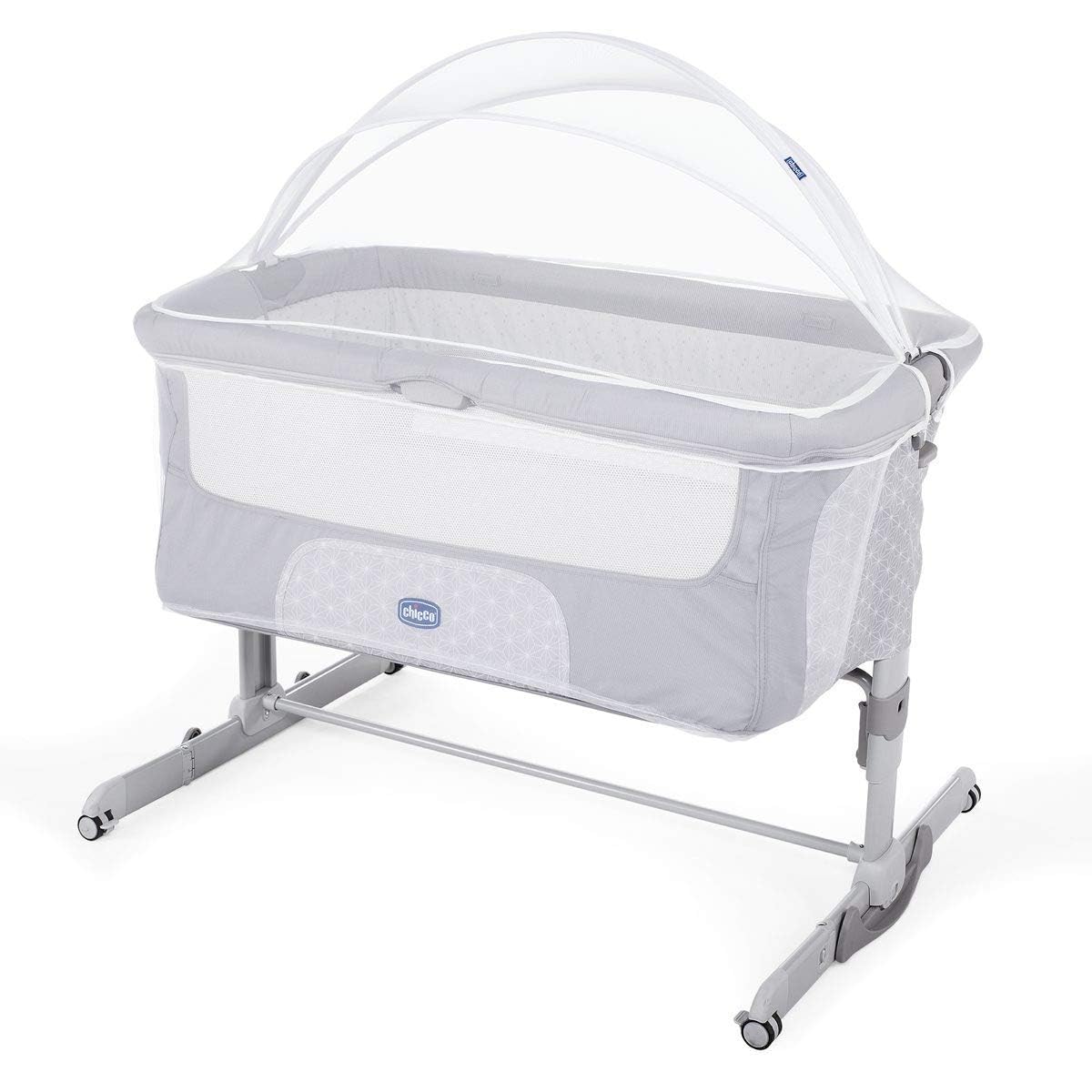 Chicco Next2Me Fliegengitter für Kinderbetten, kompatibel mit Chicco Next2Me-Kinderbetten, schmal, einfach anzubringen, Praktischer Mittelreißverschluss, volle Belüftung, 0-6 Monate/9 kg, Weiß