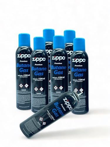 Clerarfee Zippo Butane Gas Set | 294ml zum nachfüllen Zippo Feuerzeuge | Original Zippo Feuerzeuggas Butan, Nachfüllgas (6 Stück)