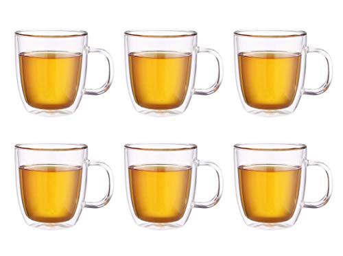 Maxxo Doppelwandige Gläser Extra Tee Set 6X 480 ml Kafee & Tee Thermogläser mit Schwebe-Effekt beständige Teegläser Kaffeegläser