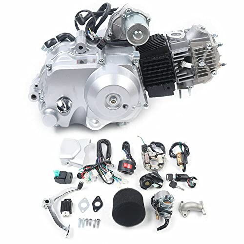 125cc Engine Motor Kit 4-Takt Semi Auto Electric Start Halbautomatischer Elektrostart Motorrad Dirt Pit Bike 3+1 für ATV QUAD GO KART