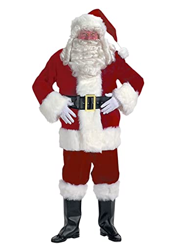 STTTBD Weihnachtsmann-Kostüm für Herren und Damen, 9-teiliges Weihnachtsmann-Anzug-Set, Weihnachtsmann-Outfits für Erwachsene, Männer, Frauen, Deluxe-Weihnachtskostüm, komplettes Outfit L
