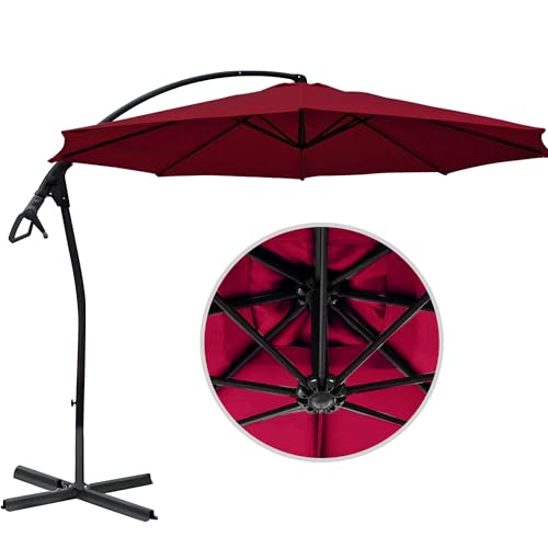 habeig WASSERDICHT Ampelschirm 3m Bordeaux rot durch PVC Schirm 300cm Sonnenschirm