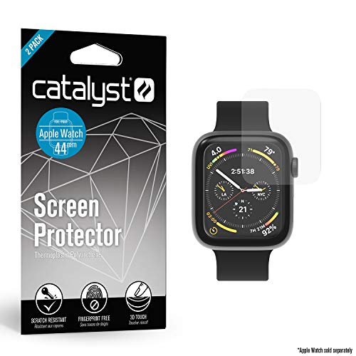 Catalyst 2X Militärqualität Schutzfolie für Apple Watch 44mm, Serie 4, Ohne Fingerabdruck, Unkompliziert, Mikrofaser-Reinigungstuch Inklusiv, für Apple Watch Accessoires.