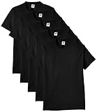 Fruit of the Loom Herren Regular Fit T-Shirt Heavy Cotton Tee Shirt 5 pack, Schwarz (Black), S