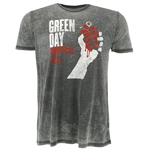 Grün Day American Idiot Vintage grau Burnout T-shirt Offiziell Zugelassen Musik