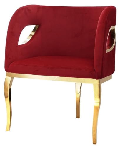 Casa Padrino Luxus Samt Sessel Rot/Gold 78 x 55 x H. 59 cm - Wohnzimmer Sessel - Hotel Sessel - Wohnzimmer Möbel - Luxus Möbel - Wohnzimmer Einrichtung - Luxus Einrichtung - Möbel Luxus