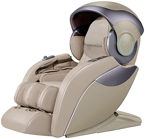 Newgen Medicals Massagestuhl: Luxus-Ganzkörper-Massagesessel mit Space-Cover, Bluetooth, App, beige (Massagesessel Shiatsu, Massage Ganzkörper, Fußmassagegerät)